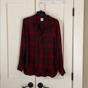 CAbi Red and gray plaid top